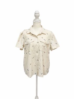 Eddie Bauer Dragonfly Print Button Front Camp Shirt Women’s Medium Outdoor Top